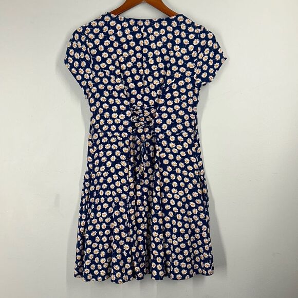 Band of Gypsies Dress W/ Pockets Floral Button Up Tie Back Women’s Medium Multi - Picture 5 of 7